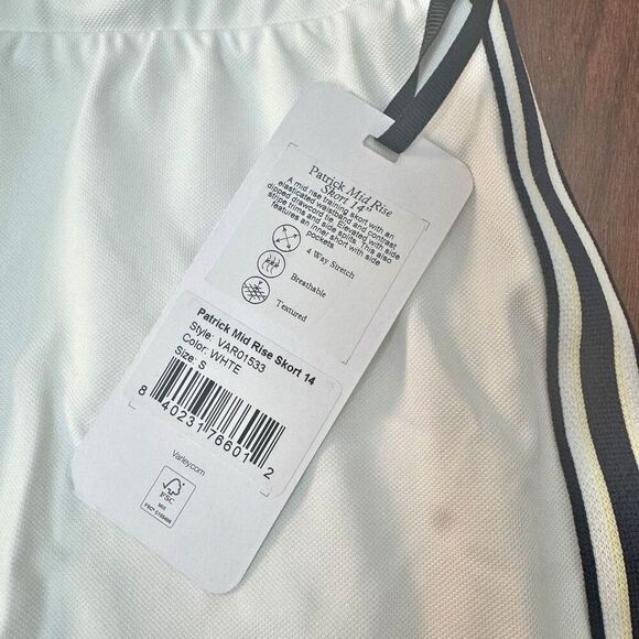 Varley Patrick Tie Waist Skort White Black Stripe Sides Athletic Golf Women’s S - Picture 7 of 12
